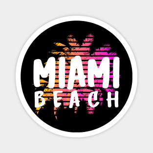 Miami Beach Florida City Palm Trees Sunset Design Magnet